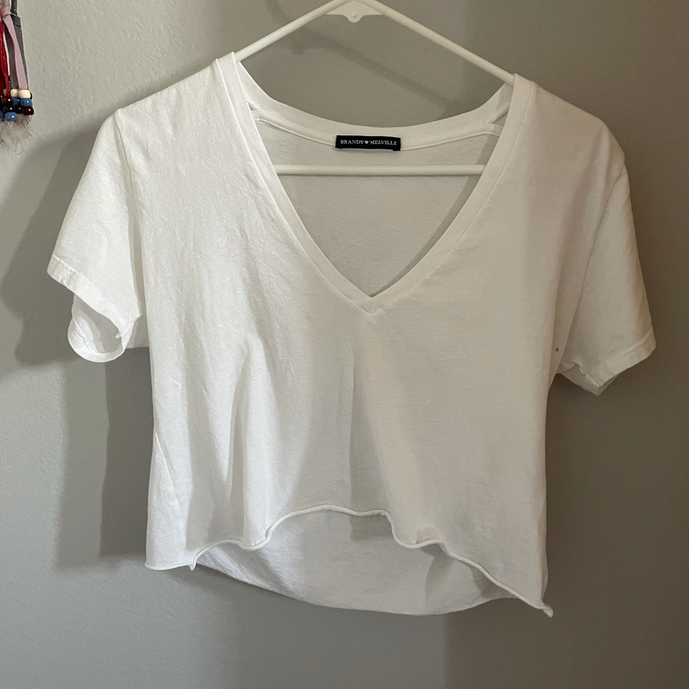 Brandy Melville White Cropped Tee